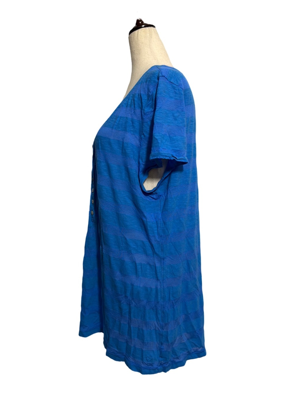 American Eagle • Slub Striped V Neck Henley Top Blue XXL ASO Bella Swan - Picture 5 of 12